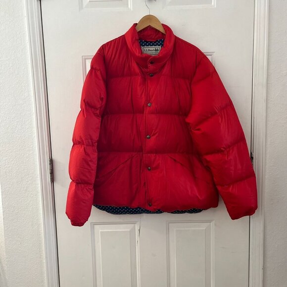 LL Bean Woman's Red Downtek Downfilled Puffy Winter Packable Jacket Sz MXL - Picture 3 of 13